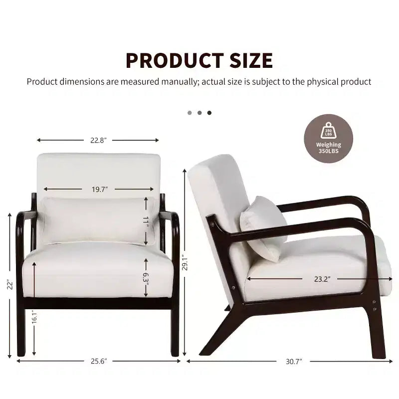 Fauteuil d'appoint moderne avec cadre en bois massif – Chaise d'appoint tapissée élégante
