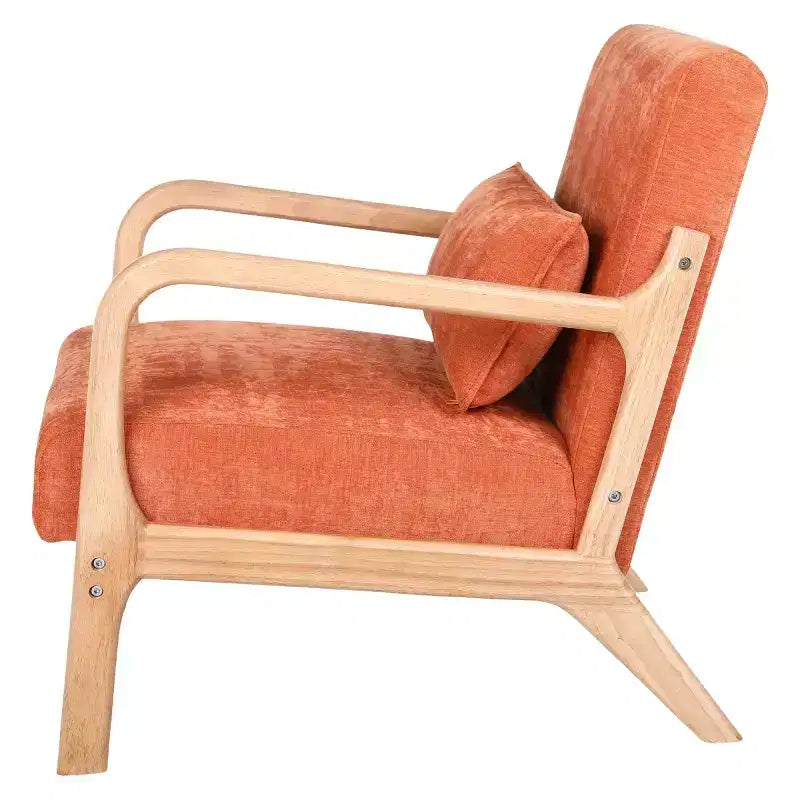 Fauteuil d'appoint moderne avec cadre en bois massif – Chaise d'appoint tapissée élégante
