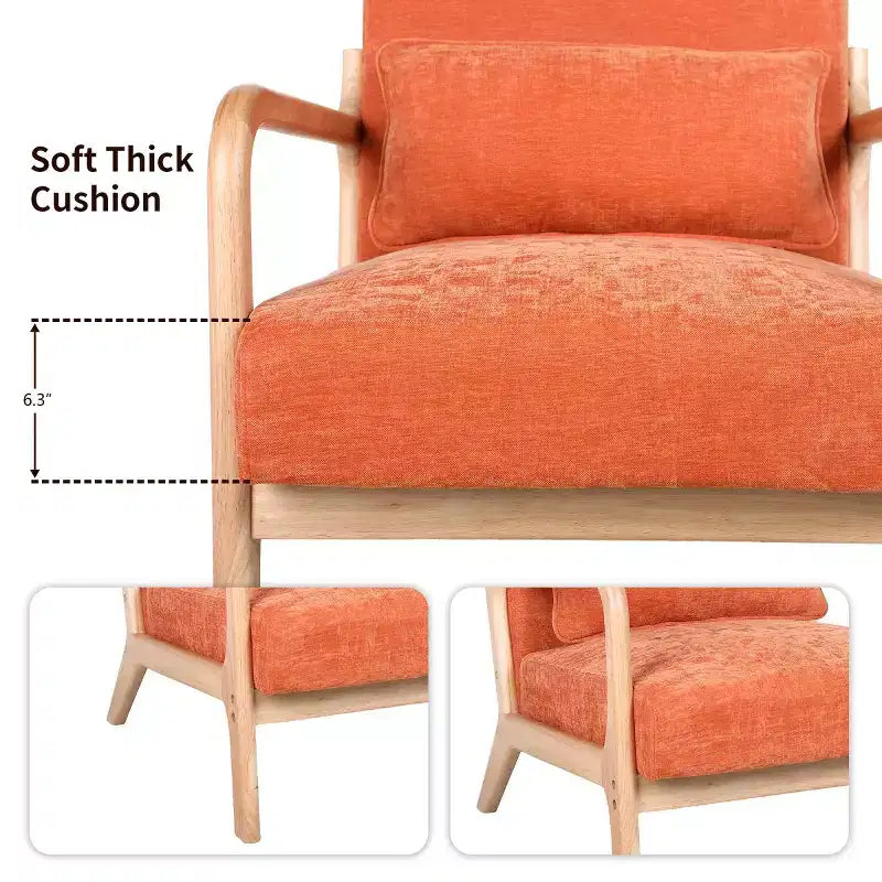 Fauteuil d'appoint moderne avec cadre en bois massif – Chaise d'appoint tapissée élégante