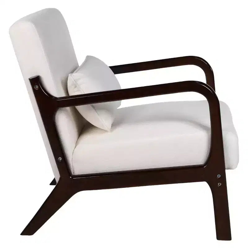 Fauteuil d'appoint moderne avec cadre en bois massif – Chaise d'appoint tapissée élégante