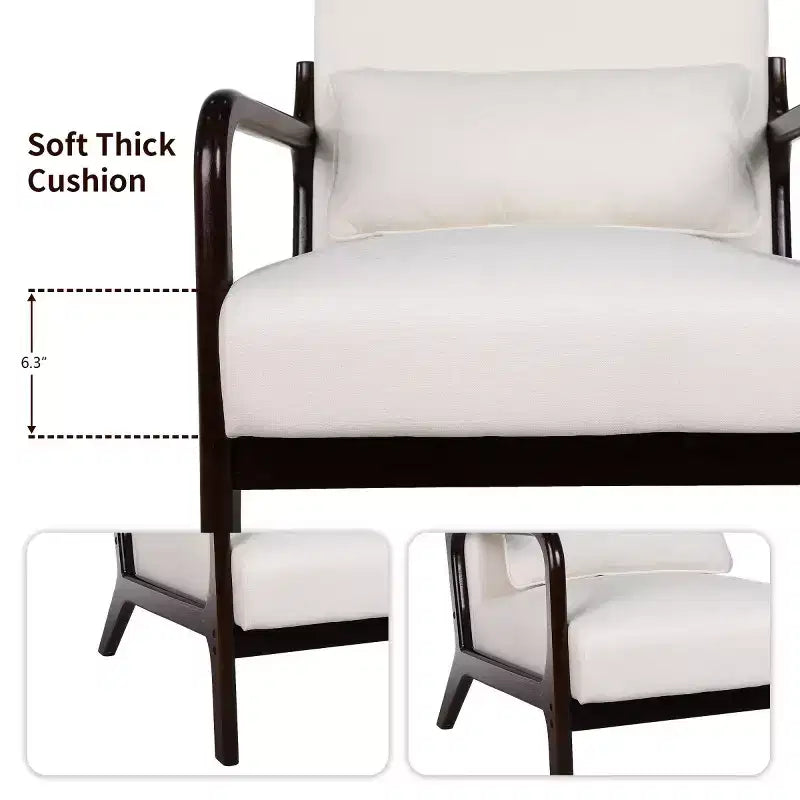 Fauteuil d'appoint moderne avec cadre en bois massif – Chaise d'appoint tapissée élégante