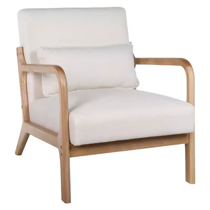 Fauteuil d'appoint moderne avec cadre en bois massif – Chaise d'appoint tapissée élégante
