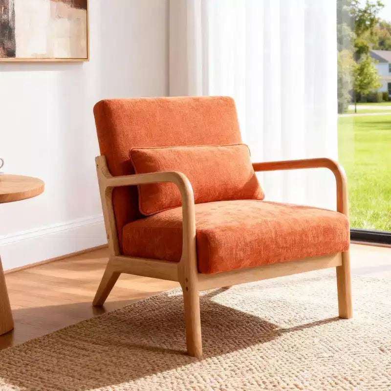 Fauteuil d'appoint moderne avec cadre en bois massif – Chaise d'appoint tapissée élégante