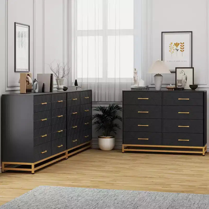 Commode haute à 8 tiroirs de 91,4 cm avec tiroirs à fermeture douce