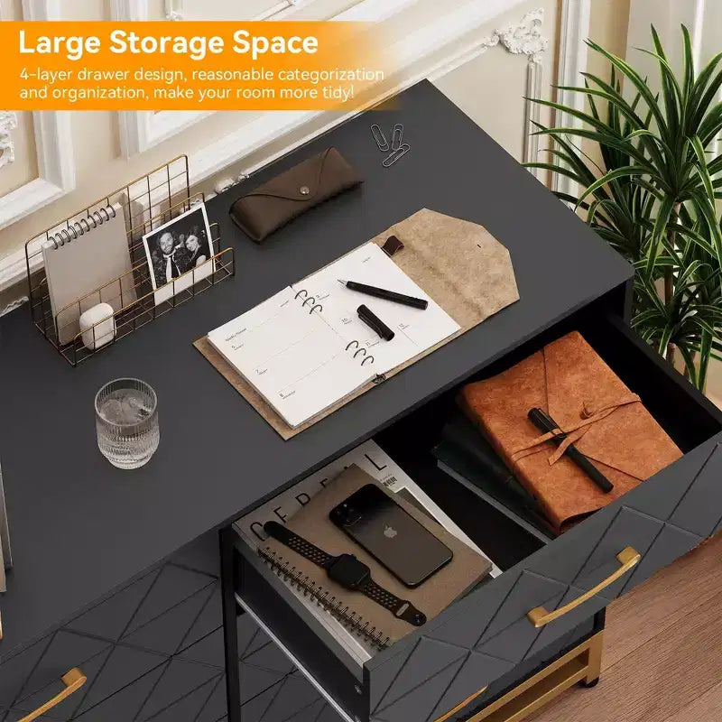 Commode haute à 8 tiroirs de 91,4 cm avec tiroirs à fermeture douce