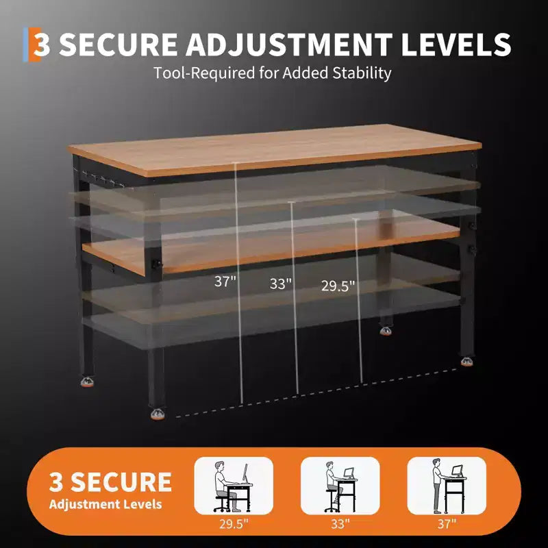 Établi de 48 po, établi réglable en hauteur avec étagère de rangement, établis de 48 x 24 po pour garage, établi avec prise de courant pour atelier et maison