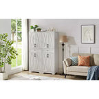 Buffet multifonctionnel de 173 cm pour salon – Panneaux de particules et MDF blancs