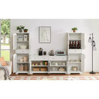 Buffet multifonctionnel de 173 cm pour salon – Panneaux de particules et MDF blancs