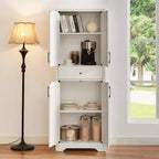 Buffet multifonctionnel de 173 cm pour salon – Panneaux de particules et MDF blancs