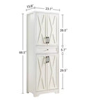 Buffet multifonctionnel de 173 cm pour salon – Panneaux de particules et MDF blancs