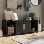 Banc de rangement pour chaussures en bois avec quatre compartiments