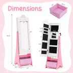 Miroir pleine longueur avec lumières 3 couleurs pour armoire à bijoux pour enfants