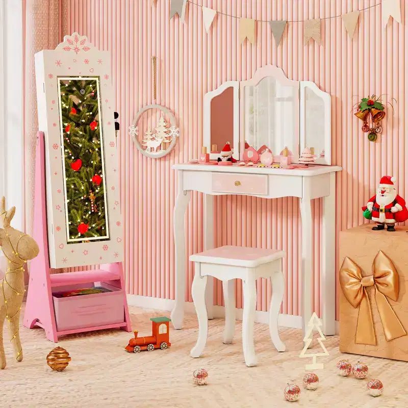 Miroir pleine longueur avec lumières 3 couleurs pour armoire à bijoux pour enfants