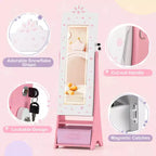 Miroir pleine longueur avec lumières 3 couleurs pour armoire à bijoux pour enfants