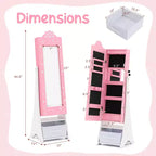 Miroir pleine longueur avec lumières 3 couleurs pour armoire à bijoux pour enfants