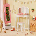 Miroir pleine longueur avec lumières 3 couleurs pour armoire à bijoux pour enfants