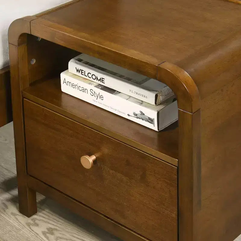 Table de chevet en bois avec cadre en bois d'hévéa massif