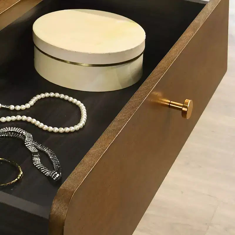 Table de chevet en bois avec cadre en bois d'hévéa massif