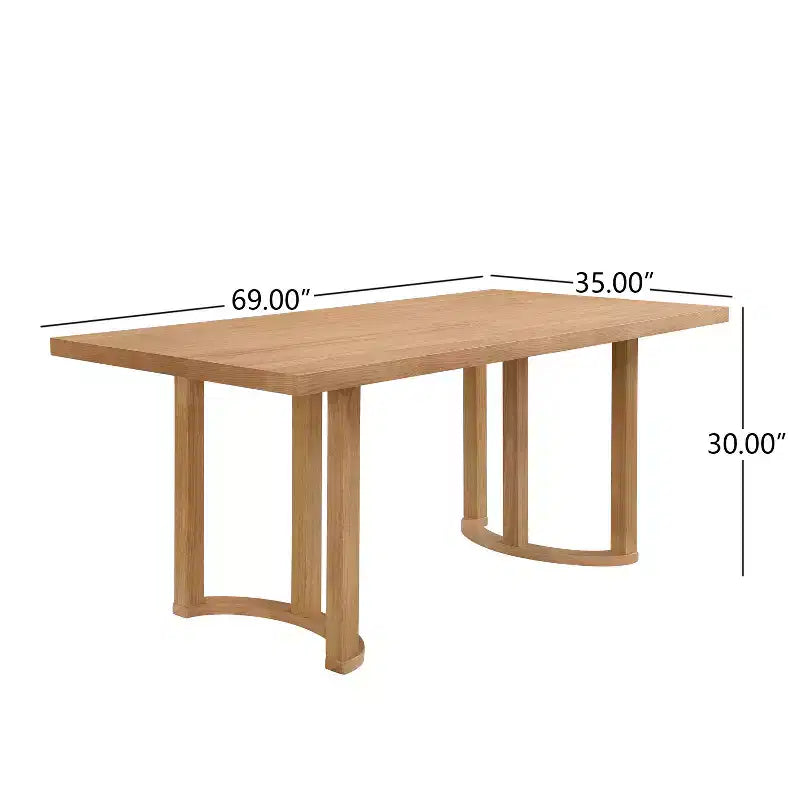 Table à manger rectangulaire moderne en hévéa de 175 cm pour 6 personnes