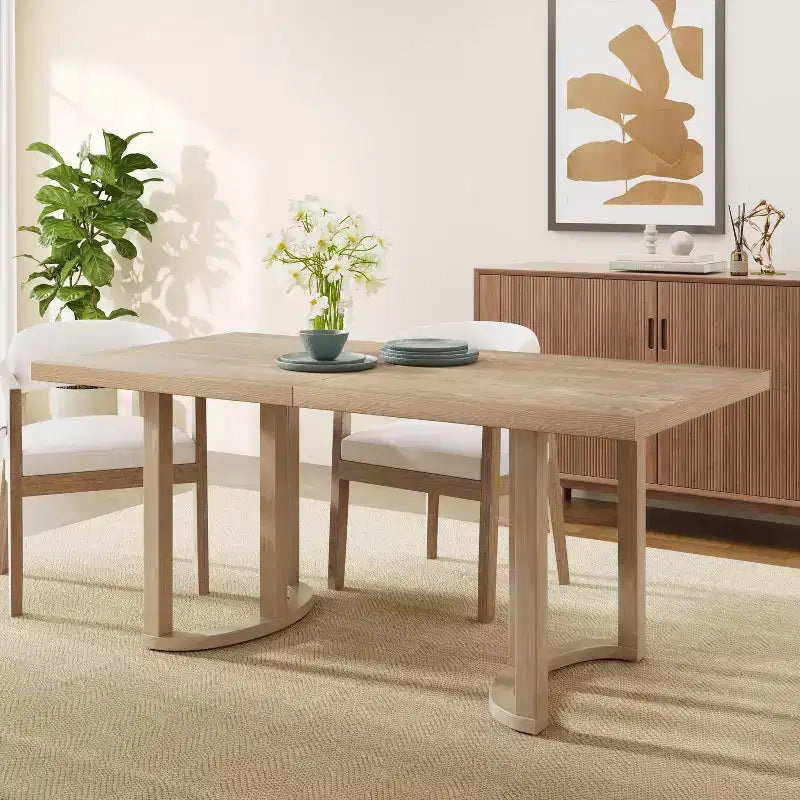 Table à manger rectangulaire moderne en hévéa de 175 cm pour 6 personnes