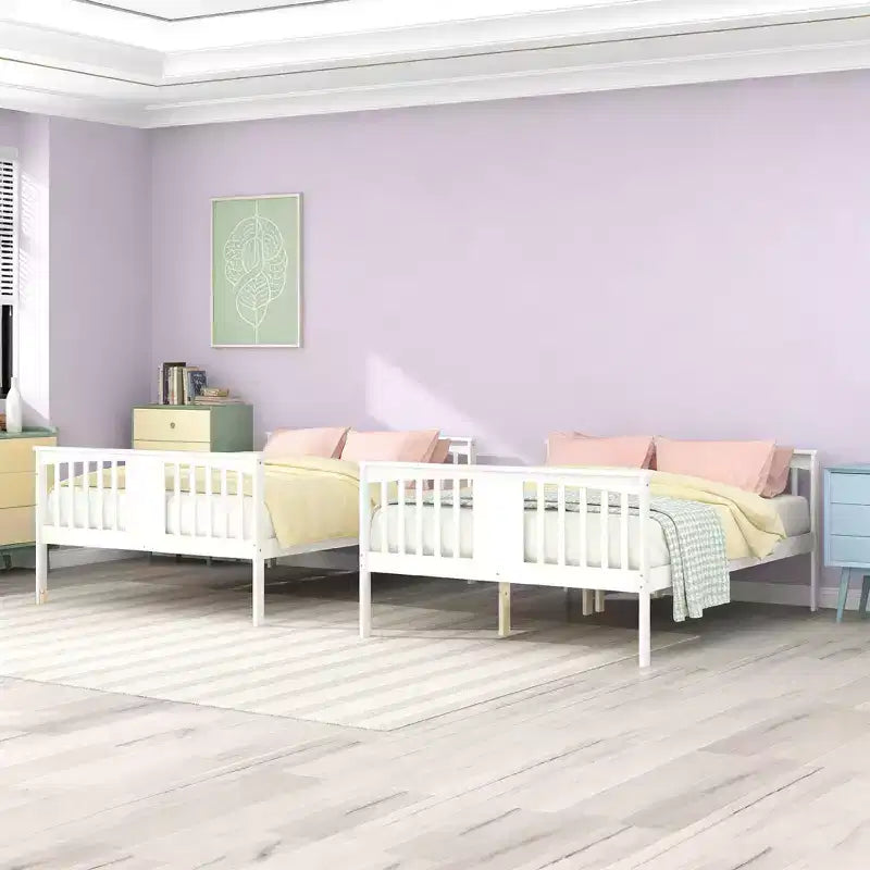 Lit superposé en bois double sur double moderne – Convertible en 2 lits séparés