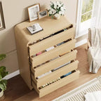 Commode en bois à 5 tiroirs avec design incurvé – Organisateur de rangement