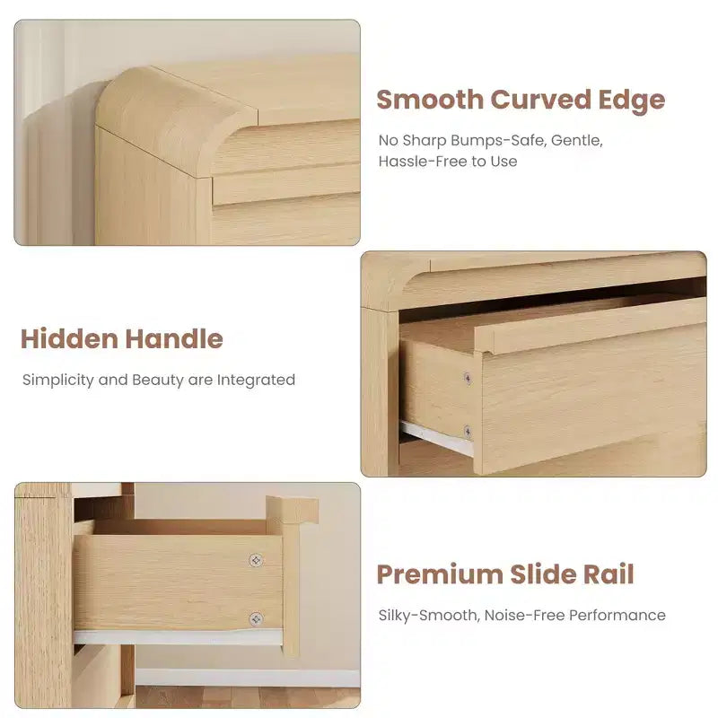 Commode en bois à 5 tiroirs avec design incurvé – Organisateur de rangement