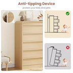 Commode en bois à 5 tiroirs avec design incurvé – Organisateur de rangement