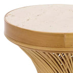 Table d'appoint en bois et marbre – Fini naturel