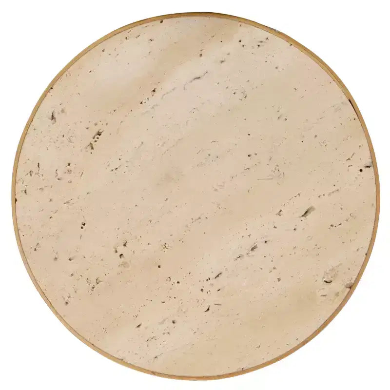 Table d'appoint en bois et marbre – Fini naturel
