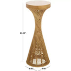 Table d'appoint en bois et marbre – Fini naturel
