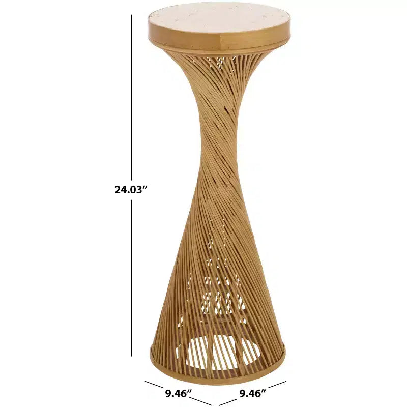 Table d'appoint en bois et marbre – Fini naturel