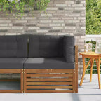 Canapé d'angle d'extérieur en bois d'acacia massif – Finition naturelle