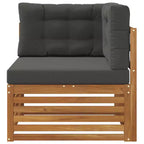 Canapé d'angle d'extérieur en bois d'acacia massif – Finition naturelle