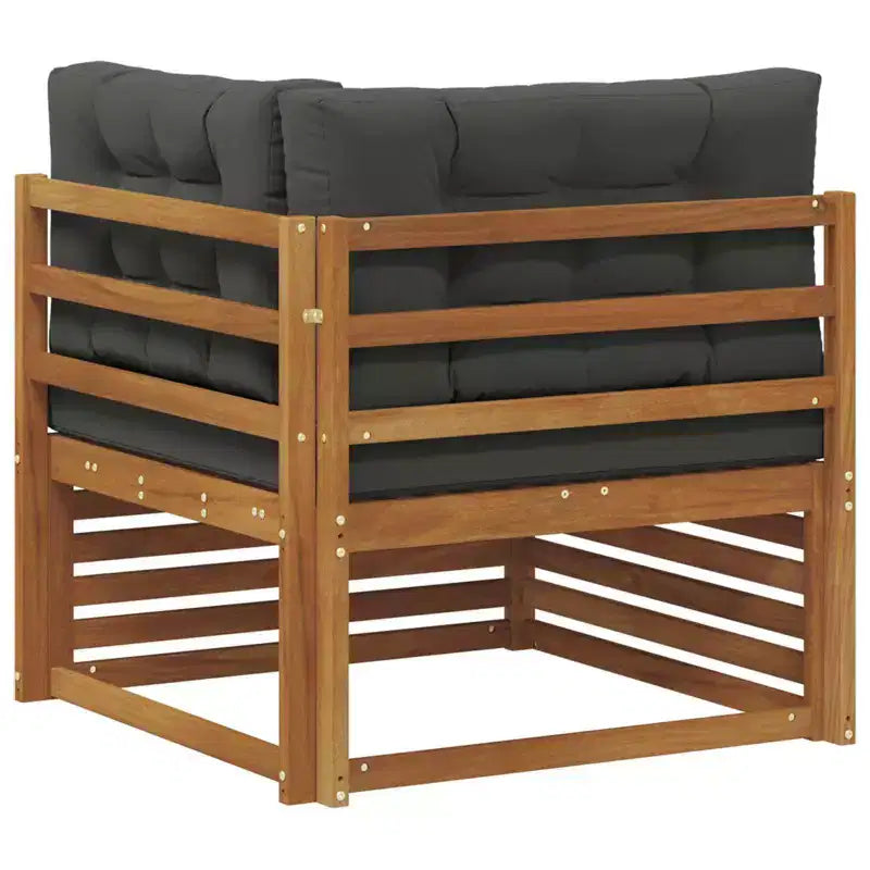 Canapé d'angle d'extérieur en bois d'acacia massif – Finition naturelle