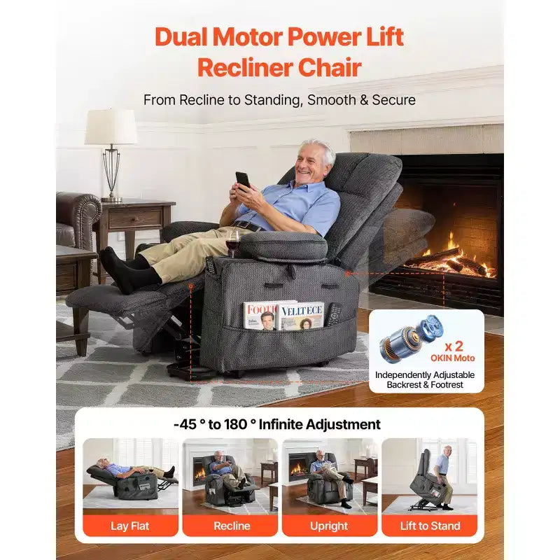 Fauteuil Inclinable Releveur Électrique – Fauteuil Releveur Électrique Grande Taille à Deux Moteurs