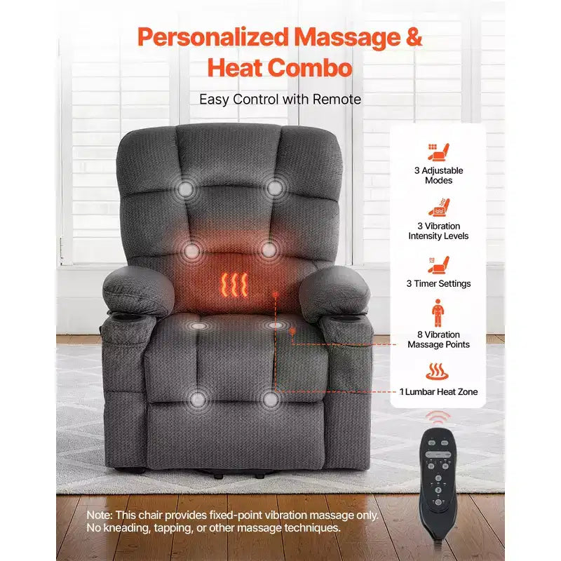 Fauteuil Inclinable Releveur Électrique – Fauteuil Releveur Électrique Grande Taille à Deux Moteurs