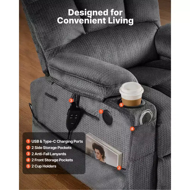 Fauteuil Inclinable Releveur Électrique – Fauteuil Releveur Électrique Grande Taille à Deux Moteurs