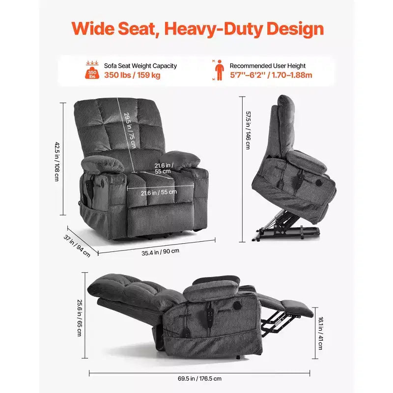 Fauteuil Inclinable Releveur Électrique – Fauteuil Releveur Électrique Grande Taille à Deux Moteurs