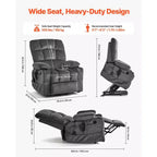 Fauteuil Inclinable Releveur Électrique – Fauteuil Releveur Électrique Grande Taille à Deux Moteurs