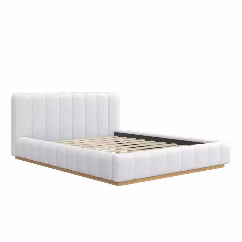 Cadre de lit plateforme Queen/King – Design bas rembourré en Boucle
