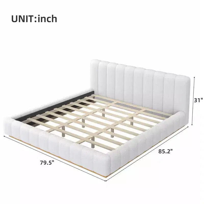 Cadre de lit plateforme Queen/King – Design bas rembourré en Boucle