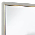 Miroir mural rectangulaire pour coiffeuse – Verre biseauté moderne, cadre doré beige mat