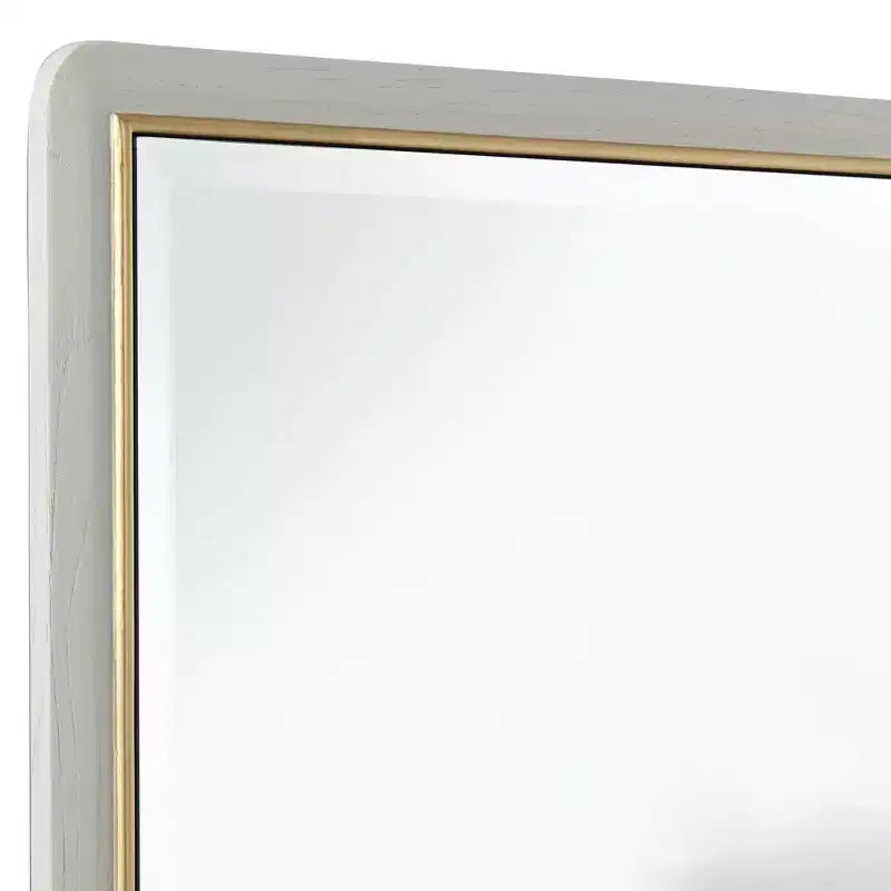 Miroir mural rectangulaire pour coiffeuse – Verre biseauté moderne, cadre doré beige mat