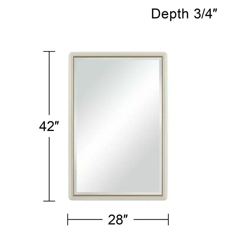 Miroir mural rectangulaire pour coiffeuse – Verre biseauté moderne, cadre doré beige mat