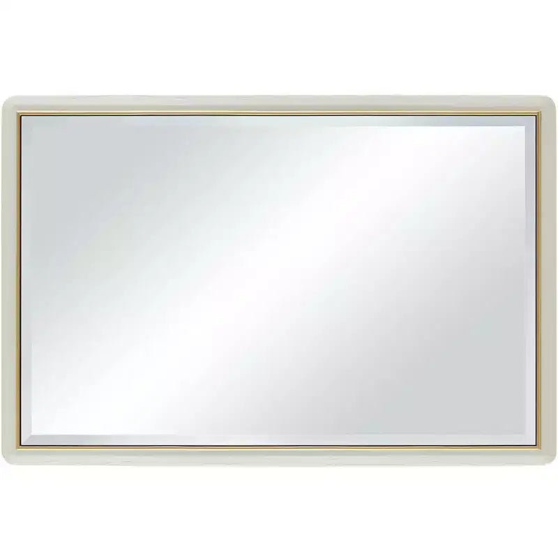 Miroir mural rectangulaire pour coiffeuse – Verre biseauté moderne, cadre doré beige mat