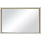 Miroir mural rectangulaire pour coiffeuse – Verre biseauté moderne, cadre doré beige mat