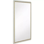 Miroir mural rectangulaire pour coiffeuse – Verre biseauté moderne, cadre doré beige mat
