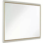 Miroir mural rectangulaire pour coiffeuse – Verre biseauté moderne, cadre doré beige mat