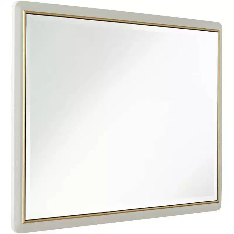 Miroir mural rectangulaire pour coiffeuse – Verre biseauté moderne, cadre doré beige mat